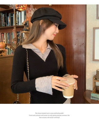 new contrast knitted Top