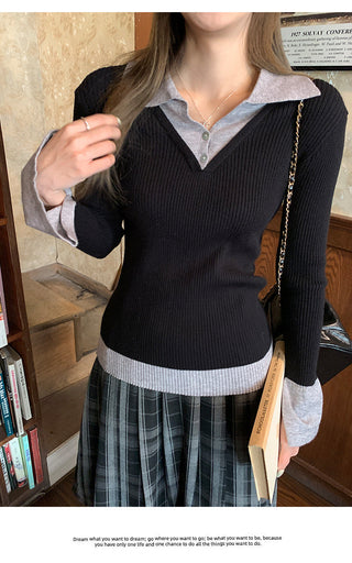 new contrast knitted Top