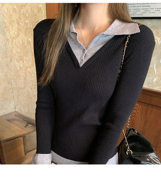 new contrast knitted Top
