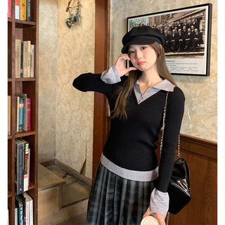 new contrast knitted Top