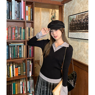 new contrast knitted Top