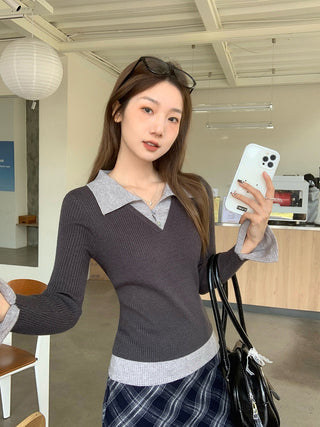 new contrast knitted Top