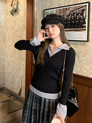 new contrast knitted Top