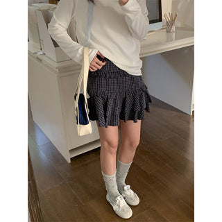Korean contrast pleated Top