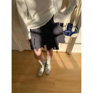 Korean contrast pleated Top
