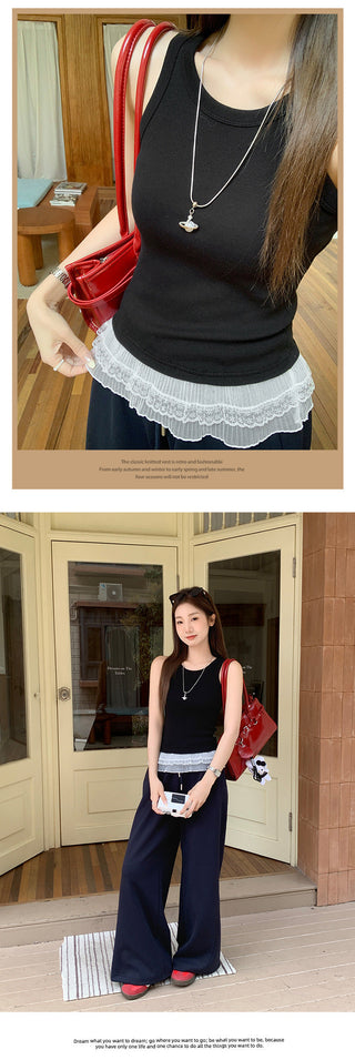 Korean lace hem Top