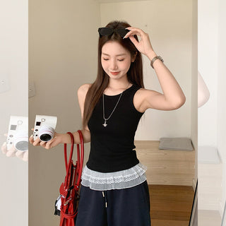 Korean lace hem Top
