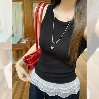 Korean lace hem Top