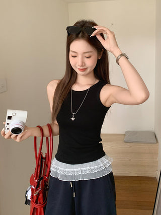 Korean lace hem Top