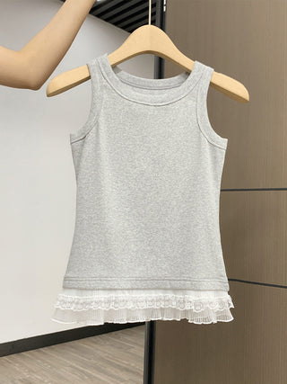 Korean lace hem Top