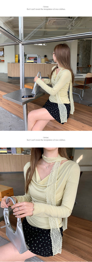 pure tie scarf long sleeve Top