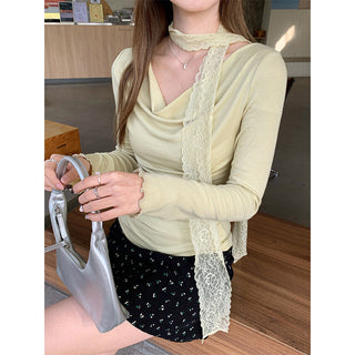 pure tie scarf long sleeve Top