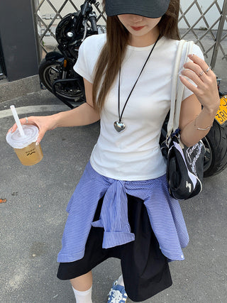 Korean white nipped Top
