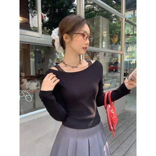 lace scoop shoulder Top