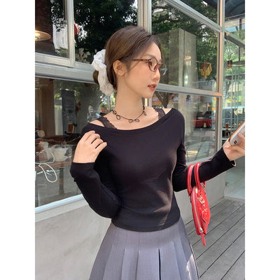 lace scoop shoulder Top