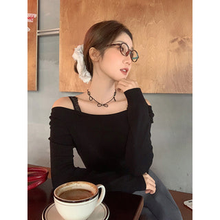 lace scoop shoulder Top