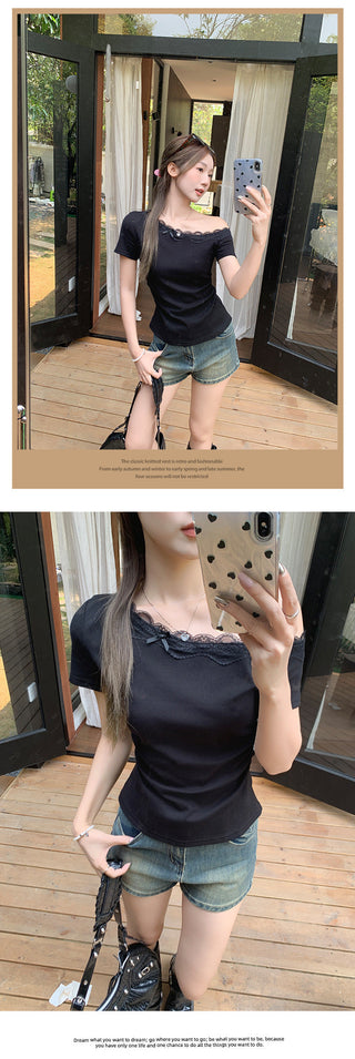 Korean one-shoulder peplum top