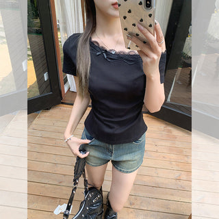 Korean one-shoulder peplum top