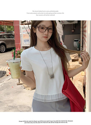 round lace patchwork Top