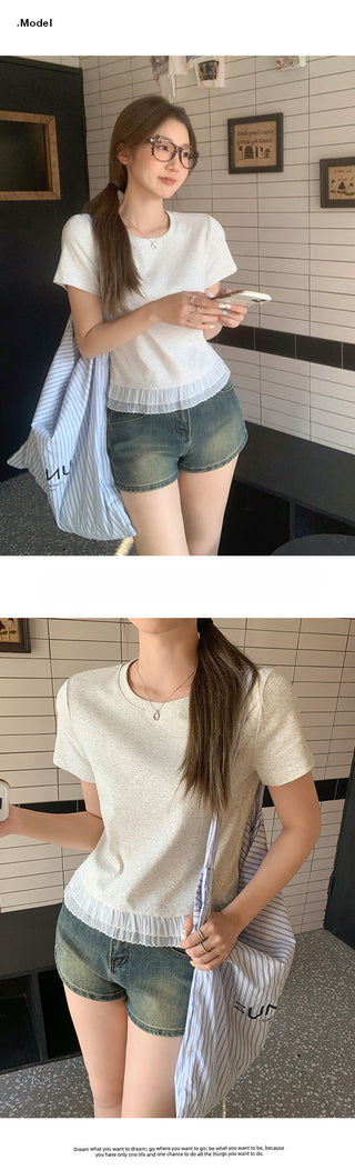 round lace patchwork Top