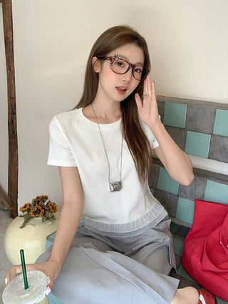 round lace patchwork Top