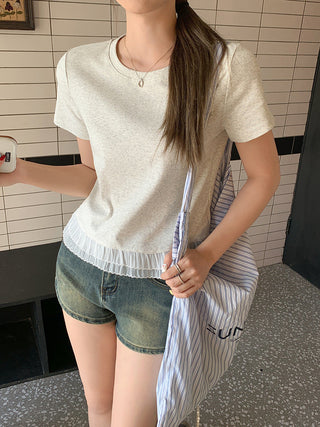 round lace patchwork Top