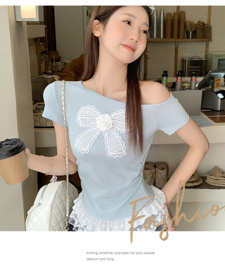 diagonal lace patchwork Top