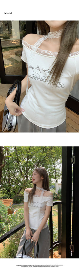 Korean oblique shoulder Top
