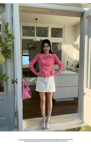 elegant pink button Top