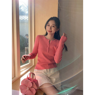 elegant pink button Top