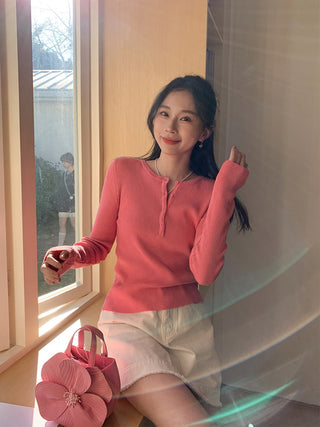 elegant pink button Top