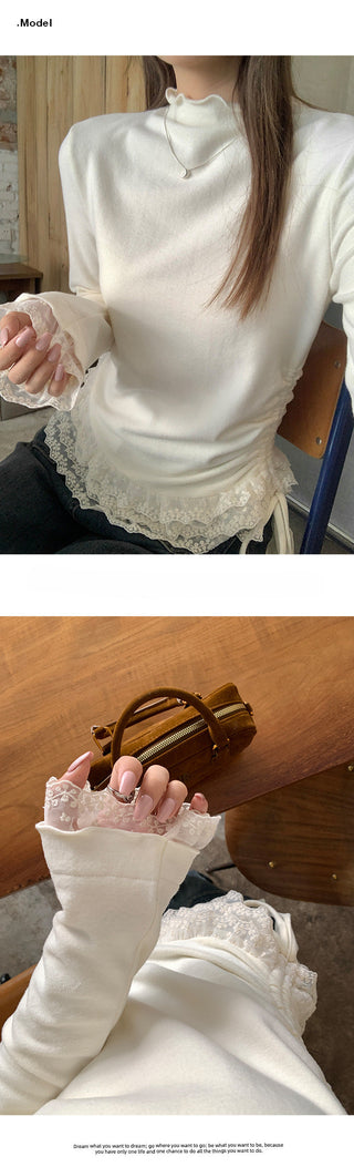 half turtleneck fleece Top