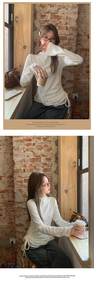 half turtleneck fleece Top