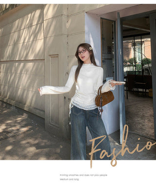 half turtleneck fleece Top