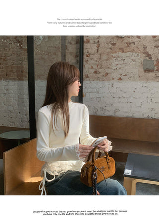 half turtleneck fleece Top