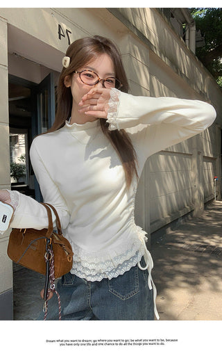 half turtleneck fleece Top