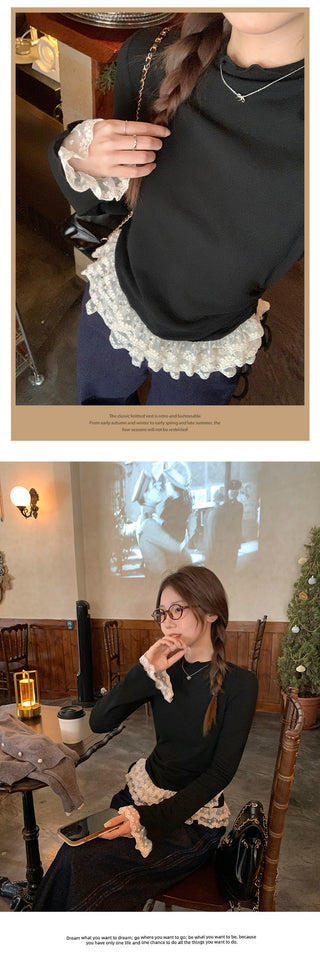 half turtleneck fleece Top