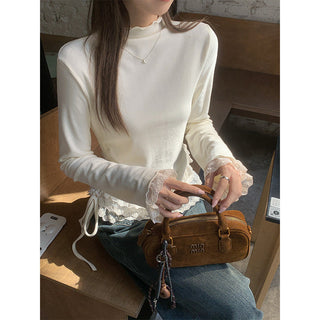 half turtleneck fleece Top