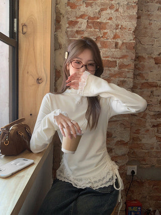 half turtleneck fleece Top