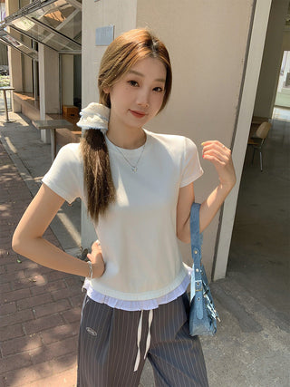 unique ruffled stitching Top