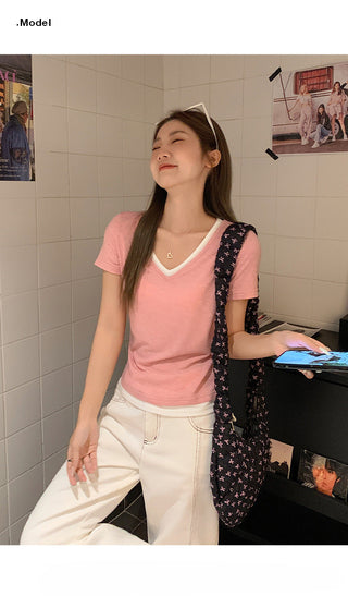 stitching contrast colors Top