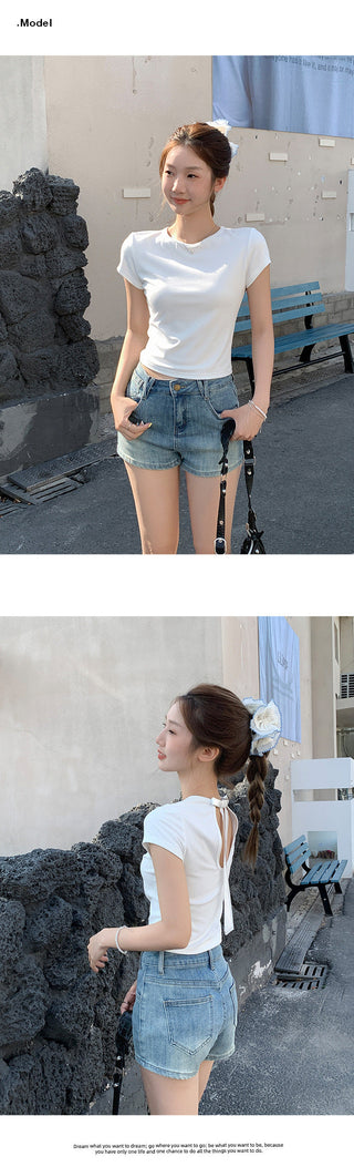 white backless bow Top