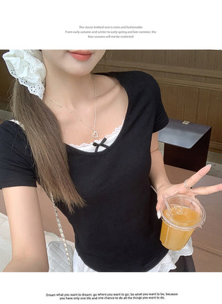 pink loose U-neck