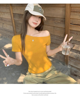 hot Korean oblique Top