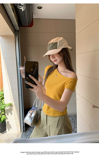 hot Korean oblique Top