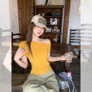 hot Korean oblique Top