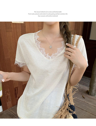 pure V-neck lace