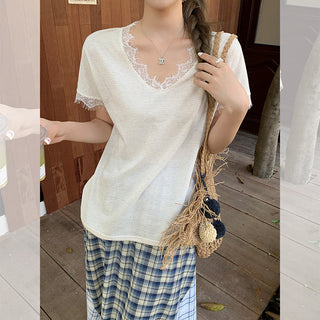 pure V-neck lace