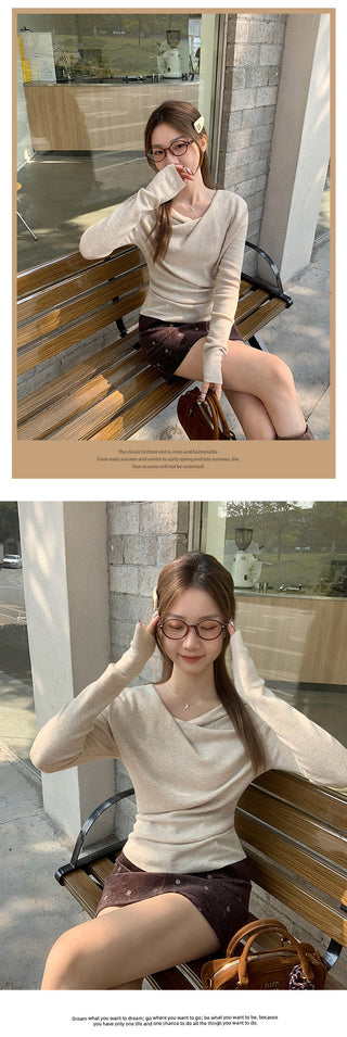 off-neck knitted Top