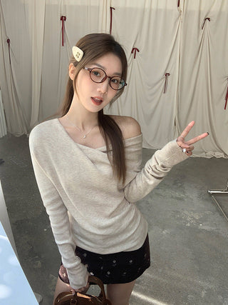 off-neck knitted Top